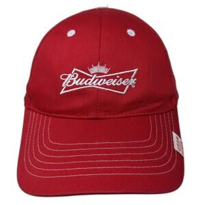 Budweiser Strapback Baseball Cap Red One Size Adjustable Embroidered K-Products